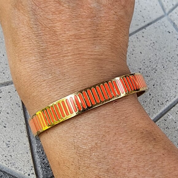 Kate Spade At Your Service Orange Enamel Bangle Bracelet - Picture 8 of 9